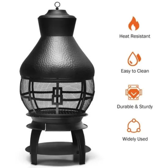 Costway Patio Fire Pit Chimenea Fireplace Wood Burning Heater Garden Backyard image {4}