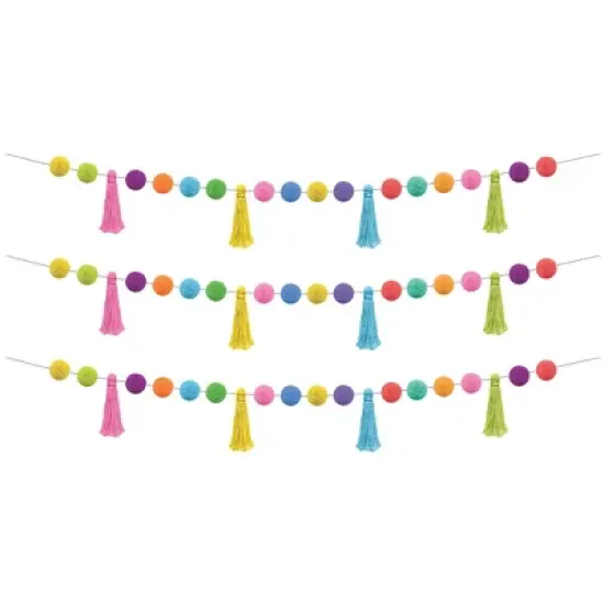 Teacher Created Resources&reg; Colorful Pom-Poms and Tassels Garland, Pack of 3 image {3}