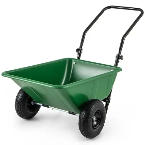 Tangkula Dual-Wheel Wheelbarrow w/ Pneumatic Tires 330 LBS Load Capacity 21 Gal Volume image {10}