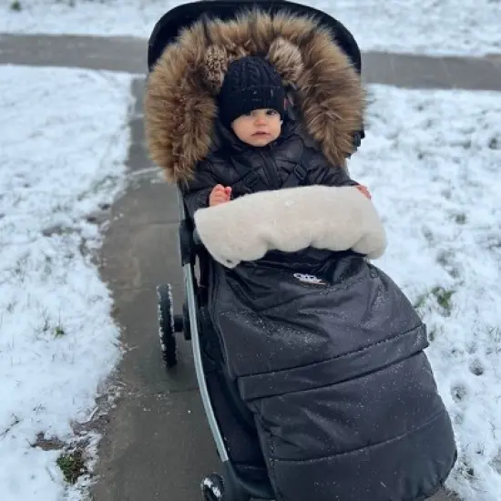 Cover Baby 0-3 Years Organic Premium Gray Wool Adjustable Footmuff in Pastel Dark Gray image {10}