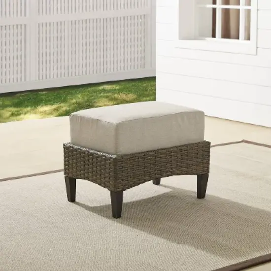 Rockport Outdoor Ottoman - Oatmeal/Light Brown - Crosley image {1}