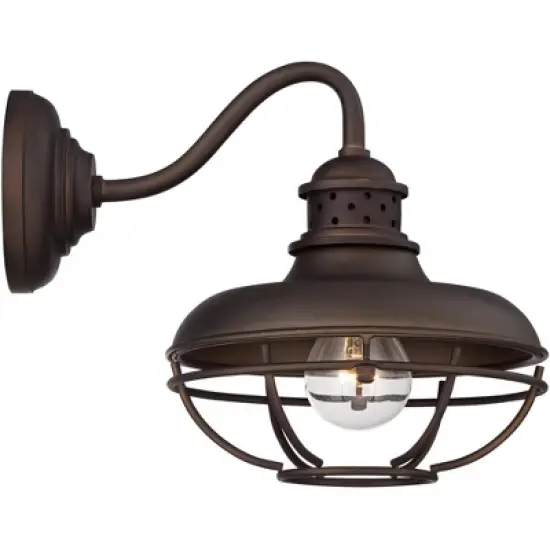 Franklin Iron Works Park Rustic Farmhouse Outdoor Wall Light Fixture Oil Rubbed Bronze Caged 9" for Post Exterior Barn Deck House Porch Yard Patio image {6}