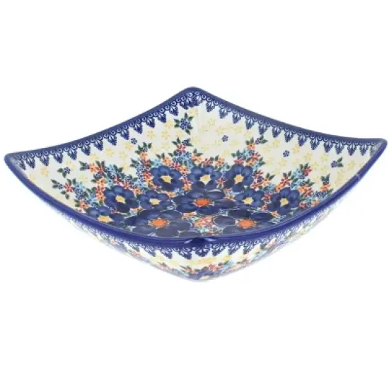 Blue Rose Polish Pottery 161 Vena Square Serving Dish image {5}