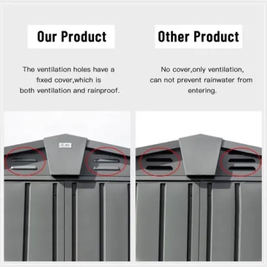 5.7'x 3' Outdoor Storage Shed With Lockable Door, Key Lock, Roof Galvanized Steel, Rust-proof Metal Tool Shed For Garden, Backyard, Lawn image {4}