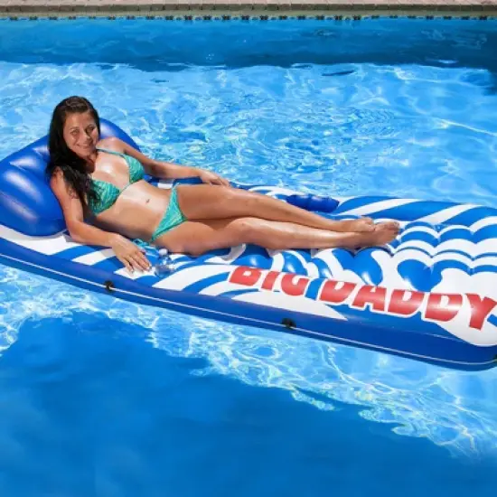 82" Big Daddy Inflatable 1-Person Swimming Pool Lounge - Blue/White image {4}