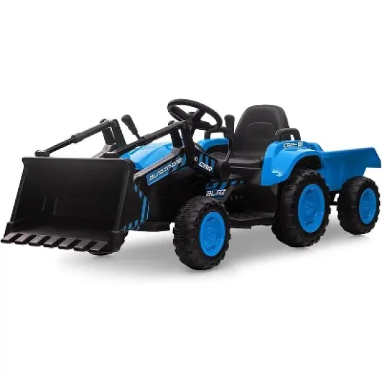 3 in 1 Kids Ride On Tractor with Detachable Trailer, 12V Electric Bulldozer with Shovel Bucket image {6}