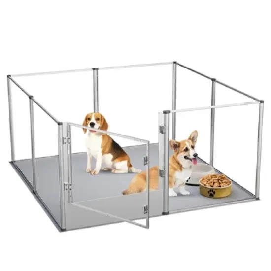 Artloge 6-10 Panels Large Heavy Duty Acrylic Dog Playpen Puppy Fence Safest Pet Enclosure Fertility Cage with Aviation Aluminum Frame & Waterproof Pad image {11}