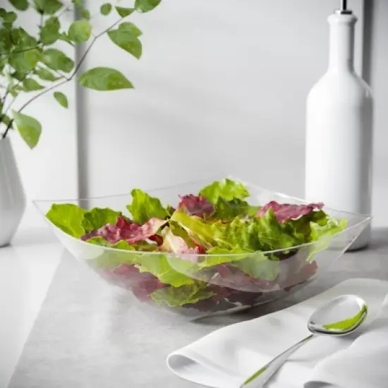 Crown Display Clear Disposable Serving Bowl Squared Convex Bowl - Clear Plastic Bowl for Serving image {6}