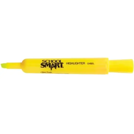 School Smart Highlighter, Chisel Tip, Tank Style, Yellow, Pack of 48 image {2}