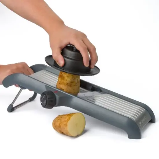 Prepworks Dial and Slice Chef's Mandoline: ABS & Stainless Steel Vegetable Slicer, Dishwasher-Safe, Black/Gray image {7}