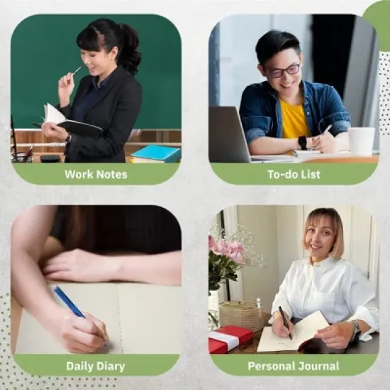 Simply Genius A5 Dotted Softcover Notebooks for Work, Travel, Business, College & More - Size 8.2" x 5.5" - 92 pages (Green, 6 pack) image {2}