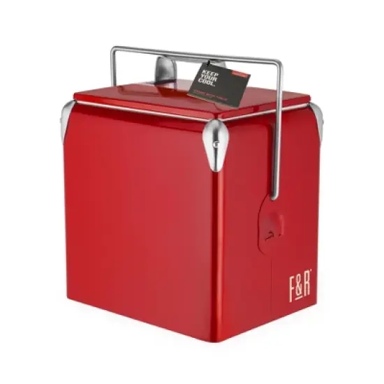 Foster & Rye Red Stainless Steel Cooler, Plastic Lined, Vintage Style Beer and Wine Cooler, Portable Beverage Chiller and Ice Chest, Set of 1 image {4}