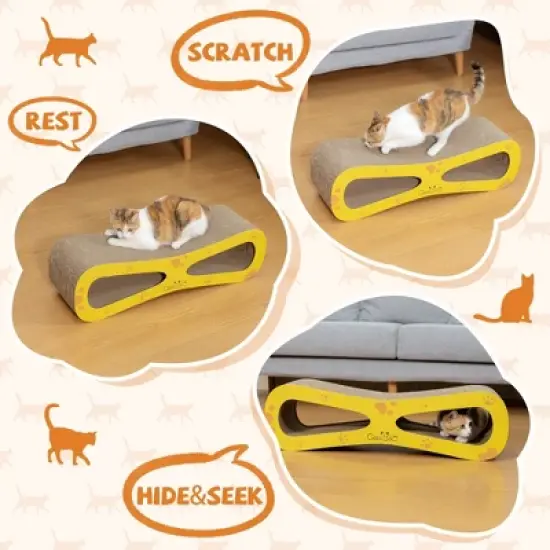 Sandinrayli Wave Cat Scratcher Lounge Toy with Catnip, Yellow image {3}