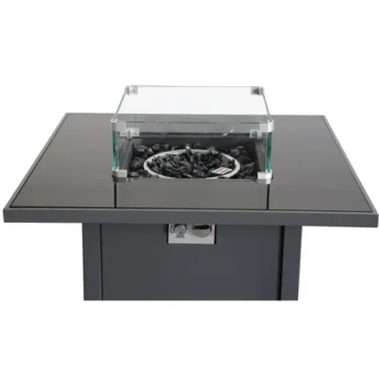25 inch H x 30 inch W Steel Outdoor Fire Pit Table with Lid image {4}