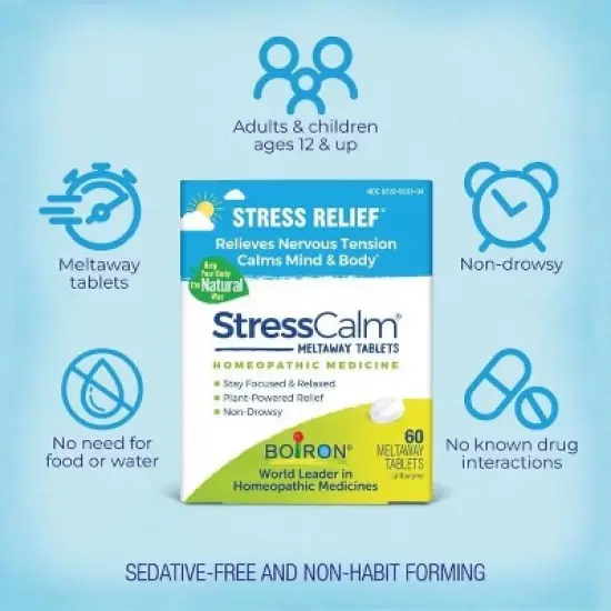 StressCalm by Boiron Homeopathic Medicine For Stress Relief  -  60 Tablet image {6}