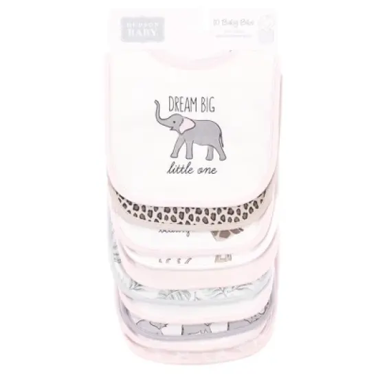 Hudson Baby Infant Girl Cotton Bibs, Modern Pink Safari, One Size image {1}