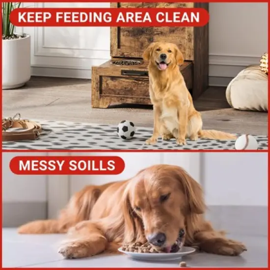 Large Dog Food Storage Cabinet with Flip Top - Pet Feeding Station & Organizer w/Transparent Lid, Side Hooks for Leashes - Multi-Functional Furniture image {7}