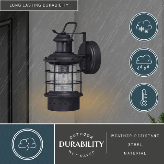 VAXCEL Hyannis Black Motion Sensor Dusk to Dawn Coastal Outdoor Wall Light image {4}