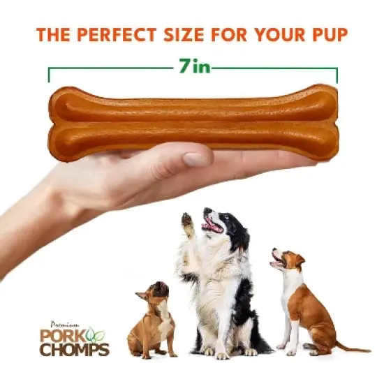 Pork Chomps Roasted Pressed Bone Chewy Treat Dog Treats - 4oz image {4}