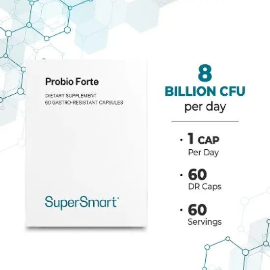 SuperSmart Probio Forte 8 Billion CFU per Day - Daily Probiotics Supplement for Women & Men | Non-GMO & Gluten-Free - 60 Delayed Release Capsules image {4}
