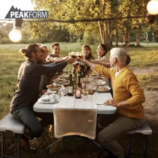 Peakform Multipurpose Banquet Table Lightweight Folding Durable Desk with Secure Base for Indoor and Outdoor Events, 6 Foot, White image {5}