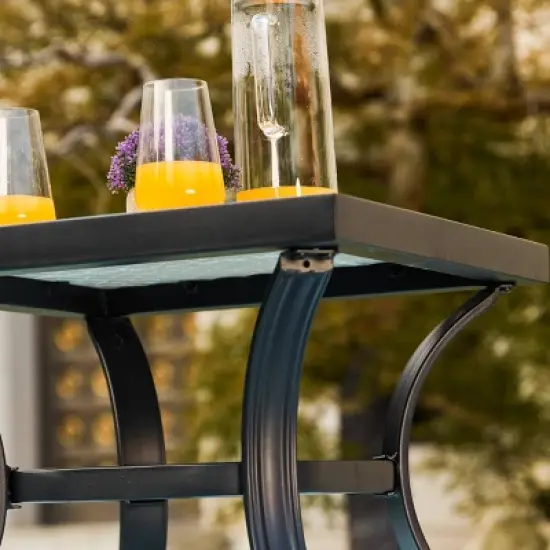 3pc Striped Steel Frame Patio Seating Sets Cream - Lokatse image {6}