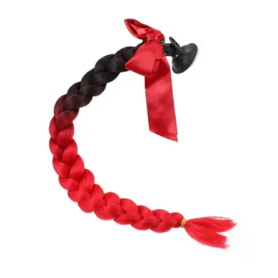 Unique Bargains Bicycle Motorcycle Helmet Decor Ponytail Black Scarlet 22" 1 Pc image {2}