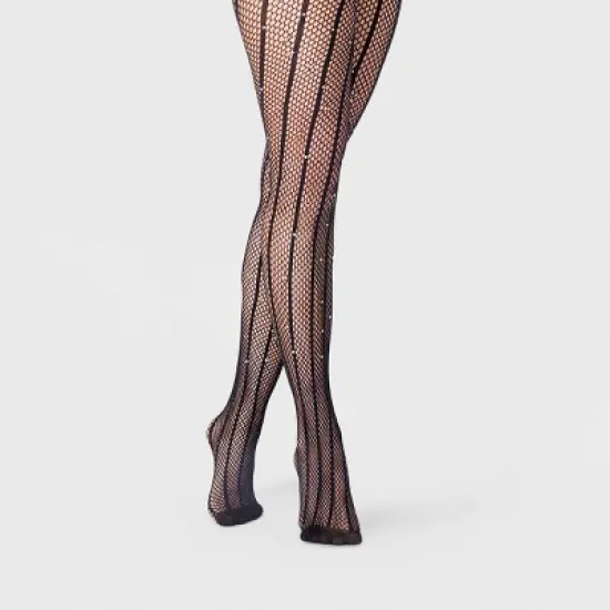 Women's Rhinestone Fishnet Tights - A New Day&trade; Black image {2}