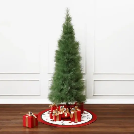 LuxenHome 6Ft Holiday Slim Artificial Pampas Grass Tree in Green image {6}