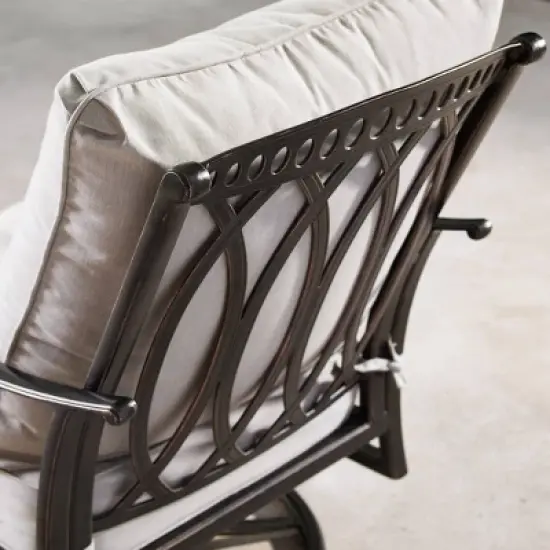 5pc Set with 44" Outdoor Round Aluminum Fire Table & 4 Deep Seating Swivel Rocking Chairs & Wind Blocker Lid - Oakland Living image {12}