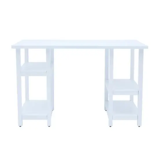 Fantasy Fields -  Kids wooden Desk & Chairs set with shelves on the side  - White image {1}