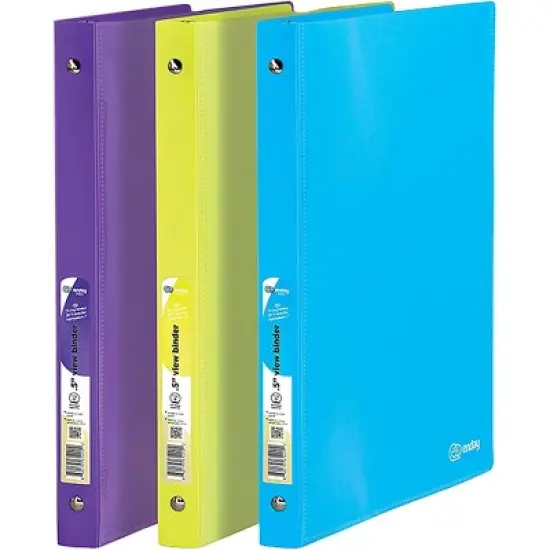 Emraw 1/2" Poly 3-Ring View Binders with Pockets  &ndash; Easy Spine Insert,  Ideal for School or Office image {5}