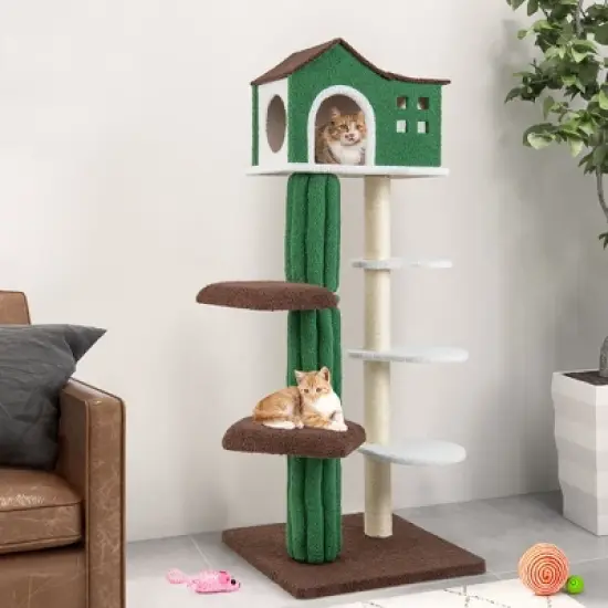 Tangkula 7-Tier Modern Cat Tree Tower 61" Cat Climbing Stand with Sisal Scratching Posts image {1}