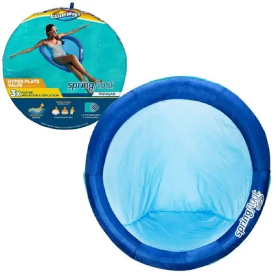 SwimWays Spring Float Papasan Pool Lounger with Hyper-Flate Valve - Blue image {12}