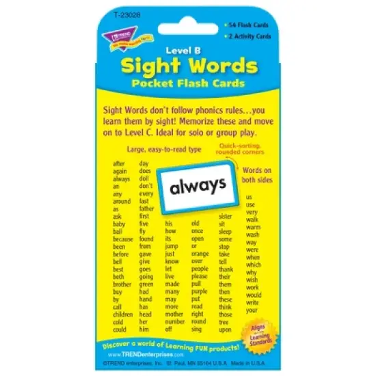 TREND Sight Words � Level B Pocket Flash Cards image {3}