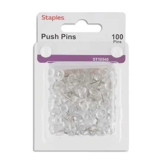 Staples Push Pins Clear 100/Pack 10540-CC image {4}