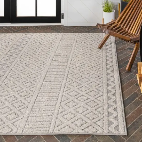 JONATHAN Y Ormond High-Low Modern Trellis Geometric Moroccan Indoor/Outdoor Area Rug  image {5}