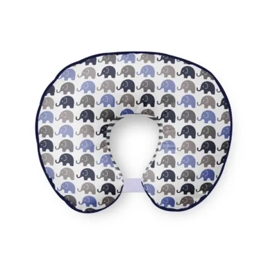 Bacati - 3 pc Elephants Blue Navy Gray Hugster Feeding & Infant Support Nursing Pillow with 2 removable zippered covers image {1}