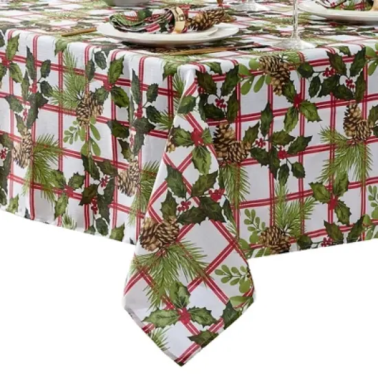 Elrene Pinecone Plaid Holiday Fabric Tablecloth - Elrene Home Fashions image {3}