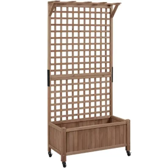 Yaheetech 72"H Wood Planter Raised Bed with Trellis image {7}