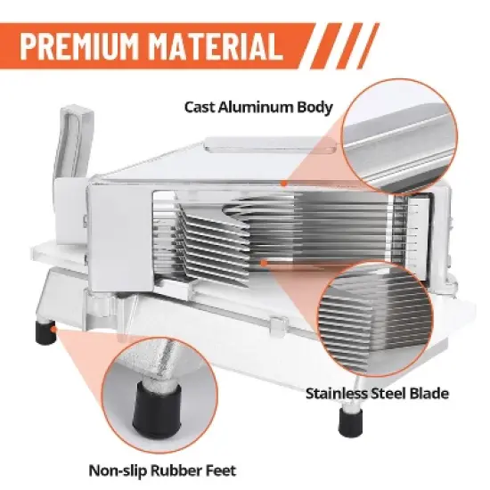Tomato Slicer, Commercial Stainless Steel 1/4" Slicer with Built-in Cutting Board for Restaurant & Home image {3}