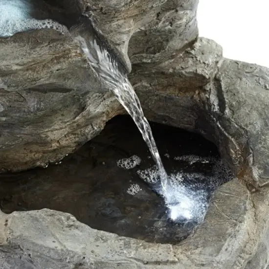 John Timberland Zen Outdoor Floor Water Fountain with Light LED 22" High 4 Tiered Cascading Rock for Yard Garden Patio Deck Home image {4}