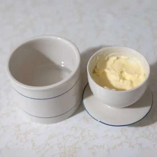 Lehman's Ancient Style Butter Crock, Traditional Stoneware Butter Keeper for Storing Fresh Soft Spreadable Butter, Classic Design, Airtight Seal image {2}