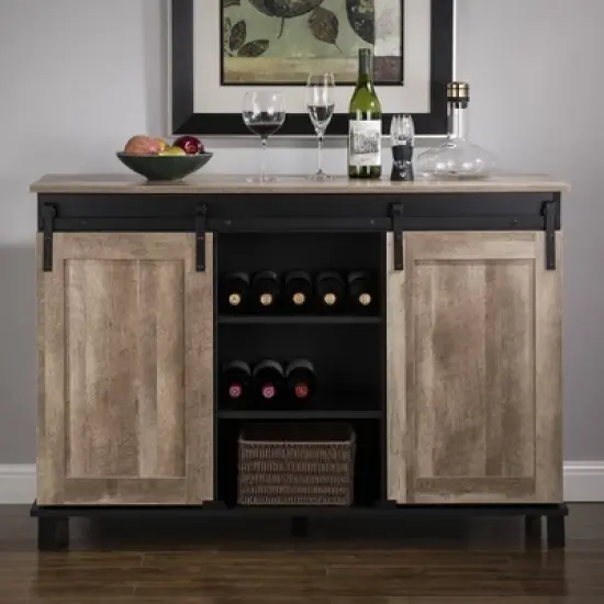 Modern Industrial Storage Cabinet with Sliding Doors - Glitzhome image {1}
