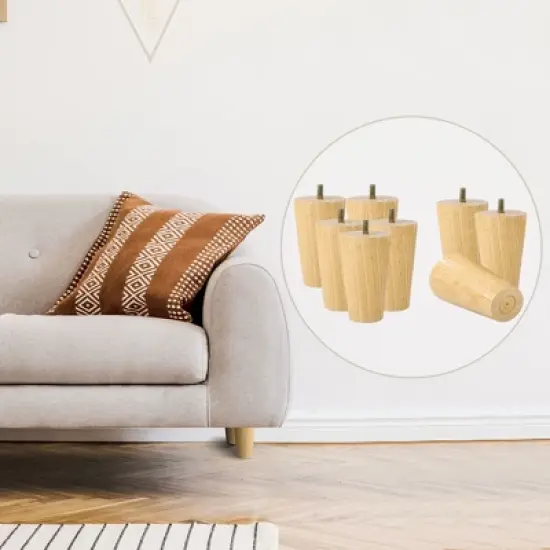 Unique Bargains Round Solid Wood Sofa Armchair Recliner Coffee Table Modern Replacement Furniture Legs Set of 8 image {5}