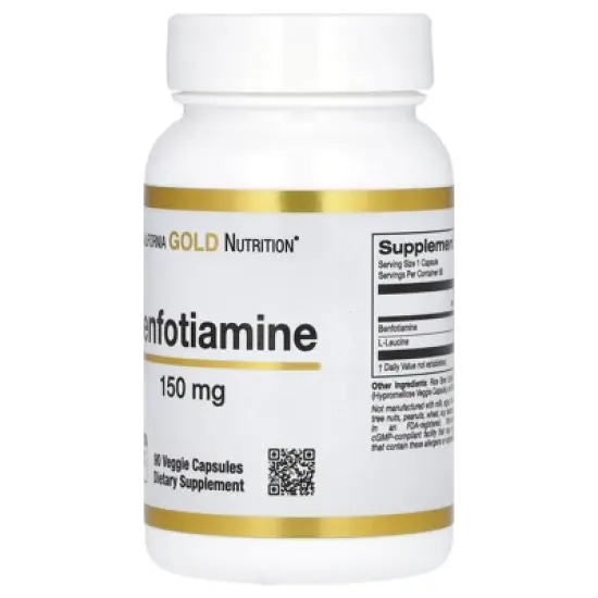 California Gold Nutrition Benfotiamine with L-Leucine, 150 mg, 90 Veggie Capsules image {4}