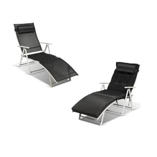 Tangkula 2PCS Cushioned Folding Chaise Lounge Chair Adjustable Recliner image {1}