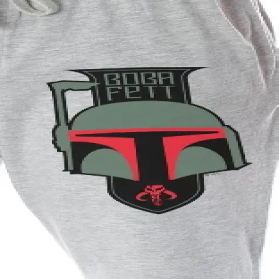 Star Wars Men's Boba Fett Helmet and Mythosaur Skull Banner Sleep Pajama Pants Grey image {2}
