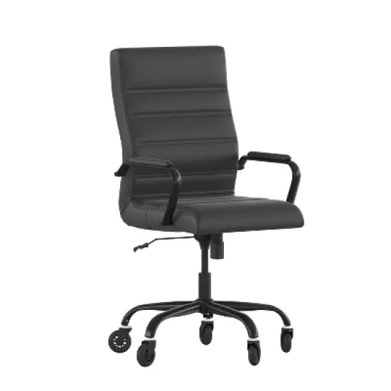 Flash Furniture Whitney High Back Executive Swivel Office Chair with Black Frame, Arms, and Transparent Roller Wheels image {12}