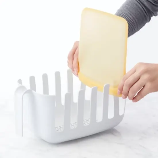 YouCopia Dry+Store Bag Drying Rack and Bin Set: Plastic Baggie Dryer, Multi-Compartment, Stackable, Freestanding image {1}